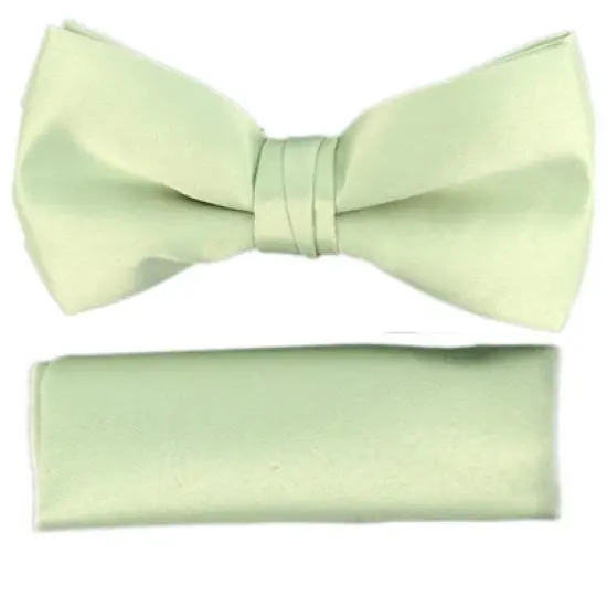 New Men's Solid Pre Tied Bow Tie and Hanky Set image {28}
