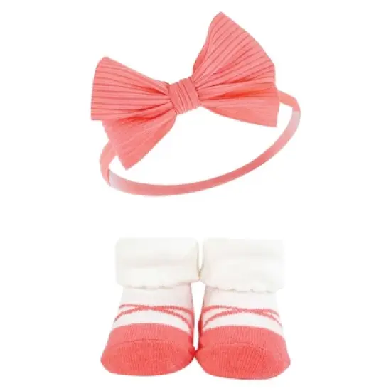 Hudson Baby Infant Girl Headband and Socks Giftset, Coral Gold 8-Piece, One Size image {3}