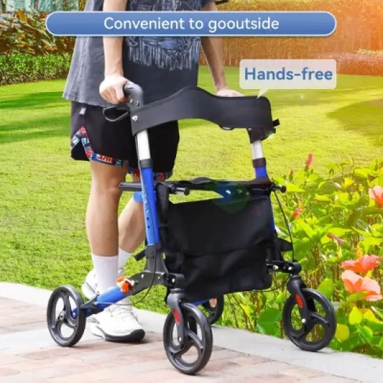 Topteng Four Wheel Walker Rollator with Adjustable Seat image {7}