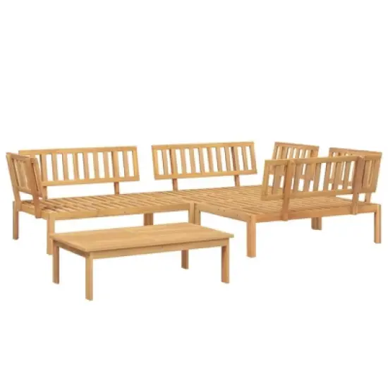 vidaXL - 4 Piece Patio Pallet Sofa Set - Modular Solid Acacia Wood - Outdoor/Garden/Deck/Patio - Includes 3 Sofas and 1 Table - 242.5 lb Capacity image {7}