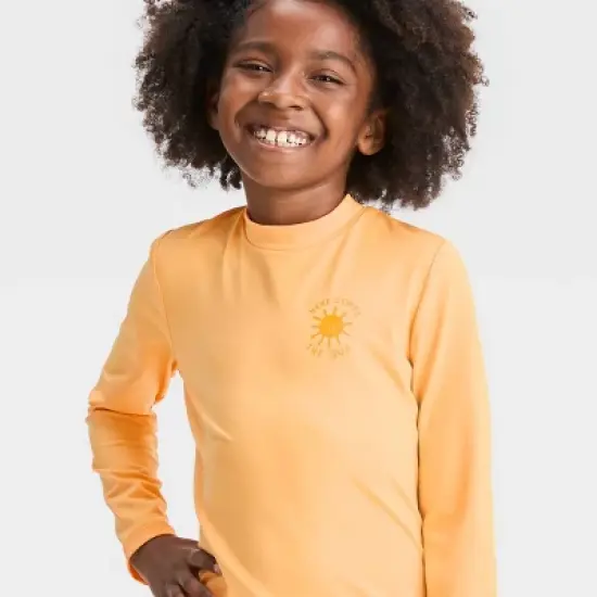Girls' Sun Long Sleeve Rash Guard Top - Cat & Jack&trade; Orange image {1}