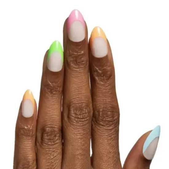 Olive & June Press-On Fake Nails - M Almond - Pastel Neon French - 42ct image {1}