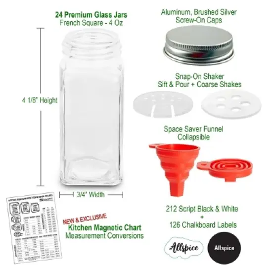 Talented Kitchen 2 Pack Spice Rack Organizer with 24 Glass Spice Jars Seasoning Containers 4 Oz, Spice Labels & 3-Tier Rack for Cabinets image {2}