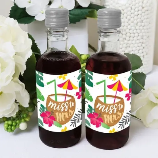 Big Dot of Happiness Last Luau - Mini Wine Champagne Bottle Label Stickers - Tropical Bachelorette Party Bridal Shower Favor Gift for Women Set of 16 image {3}