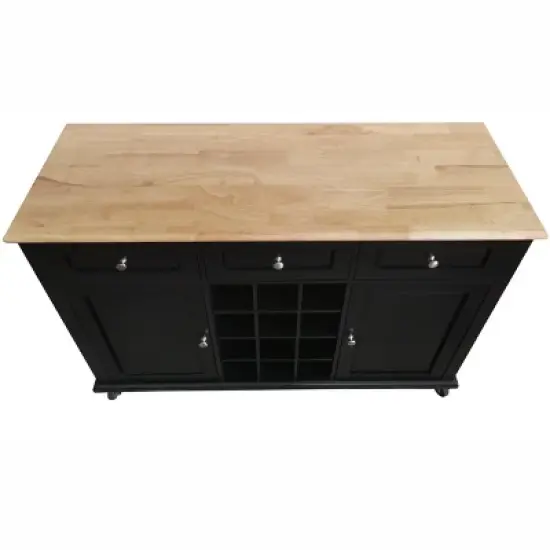 Kings Brand Furniture Wine Rack Sideboard Buffet Server Console Table With Storage, Black image {10}