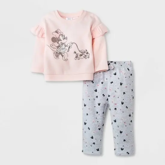 Baby Girls' 2pc Minnie Mouse Top and Bottom Set - Light Pink image {4}
