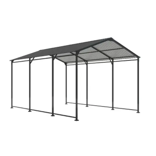 10&times;15 FT CarPort, Garage Canopy with Galvanized Steel Roof, Car Tent with Steel Roof & Frame, Storage Shed for Vehicles-Coolbibila image {4}