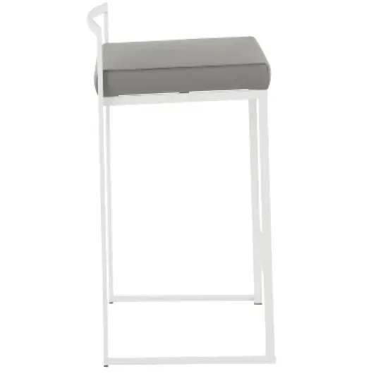 Set of 2 26" Fuji Contemporary Counter Height Barstools White/Gray - LumiSource image {2}