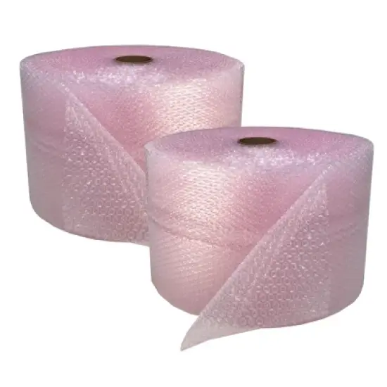 UOFFICE 2 Pink Anti-Static Bubble Rolls (175' Each) 12" Wide x 350' Long Total, with Small Bubbles 3/16" Bubbles image {4}