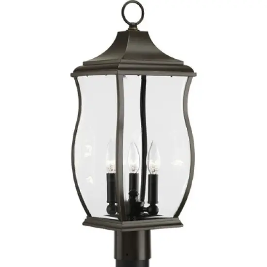 Progress Lighting, Township, 3-Light Post Lantern, Oil Rubbed Bronze, Etched Glass Shade image {3}