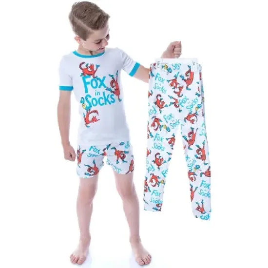 Dr. Seuss Unisex Kids Fox In Socks Shirt Shorts and Pants 3 Piece Pajama Set image {4}