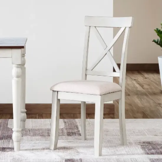 Set of 2 Lafayette Wood Upholstered Dining Chairs - Vifah image {1}