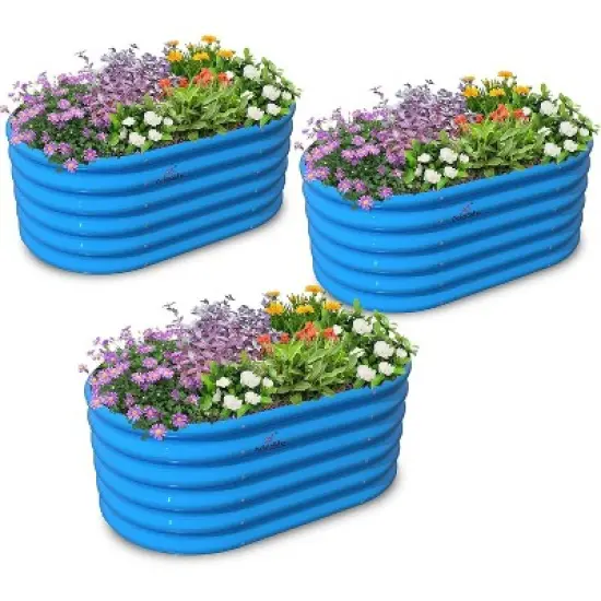 Anybear 3-Pack 40x24x18in Sky Blue Kids Oval Garden Bed image {3}