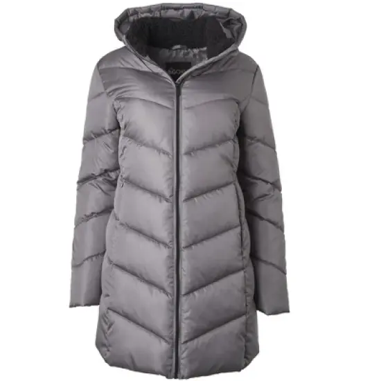 Big Chill Women's Plus Size Long Chevron Puffer w/ Lined Collar image {4}