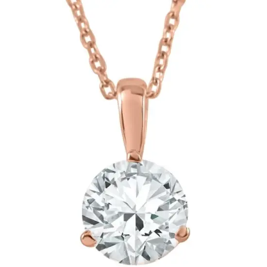 Pompeii3 1/2 ct Solitaire Lab Created Diamond Pendant available in 14K and Platinum image {3}