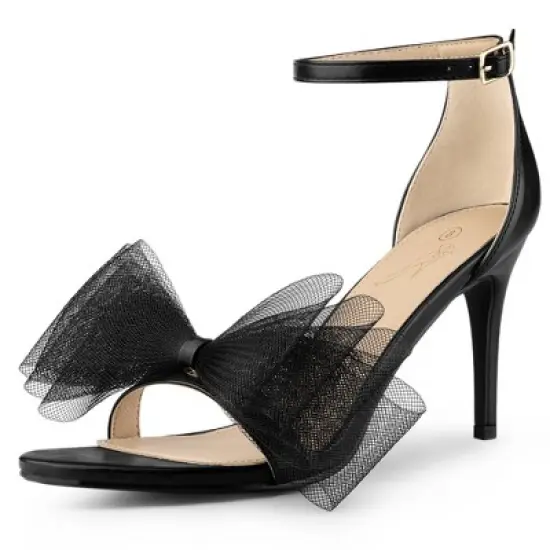 Perphy Women's Open Toe Ankle Strap Bow Tie High Heels Stiletto image {13}
