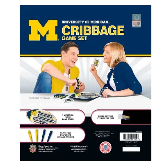 MasterPieces Officially Licensed  NCAA Michigan Wolverines Wooden Cribbage Game for Adults image {3}