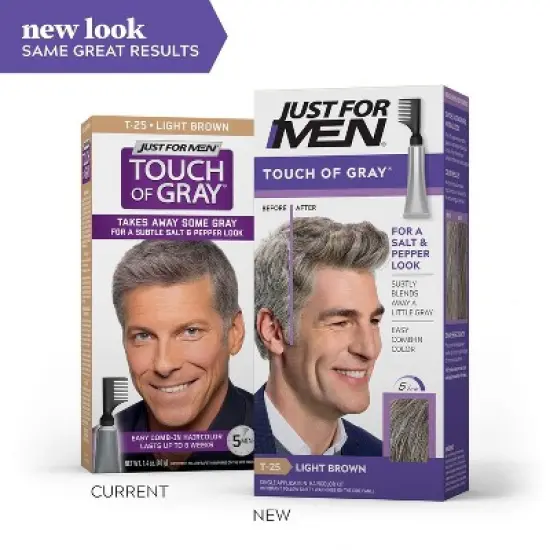 Just For Men Touch Of Gray Hair Color With Comb Applicator, T-25 Light Brown image {1}