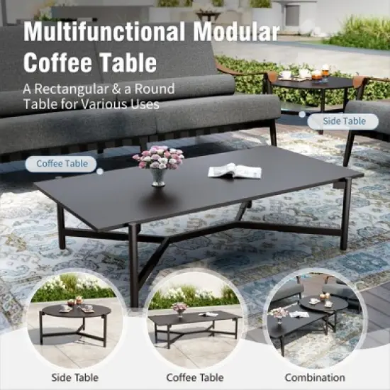 Captiva Designs Outdoor Patio Oversized Modern Luxury Conversation Sofa Set with Extra Thick Cushion and Coffee Table image {10}