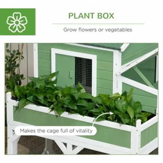 Resenkos Rabbit Hutch, Duck Cage Hutch,Chicken Coop, 49" Small Chicken Coop Hen House with Garden Space, Chicken House Outdoor Run Cage, Green image {5}