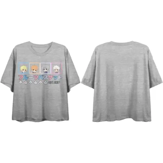 Fruits Basket Chibi Characters Women's Athletic Heather Crop T-shirt image {4}