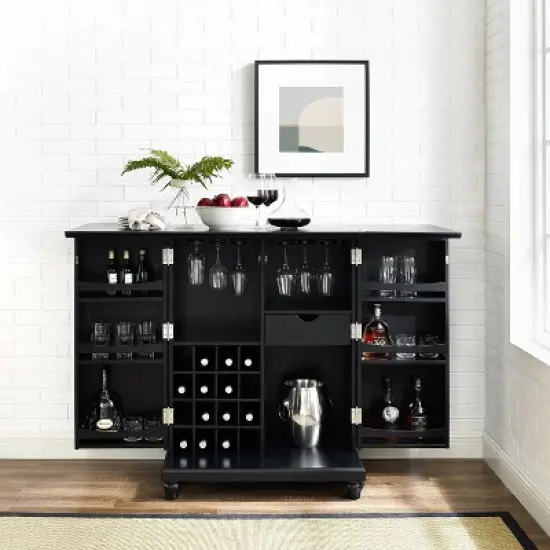 Cambridge Expandable Bar Cabinet Black - Crosley image {1}