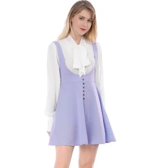 Allegra K Women's Button Overalls Pinafore Suspenders Skirt image {1}