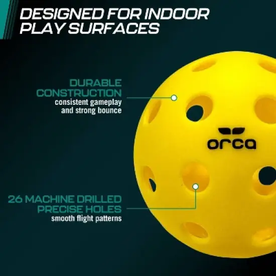 Orca Pi 26 Indoor USAPA Official Size Pickleballs 6pk - Yellow image {2}