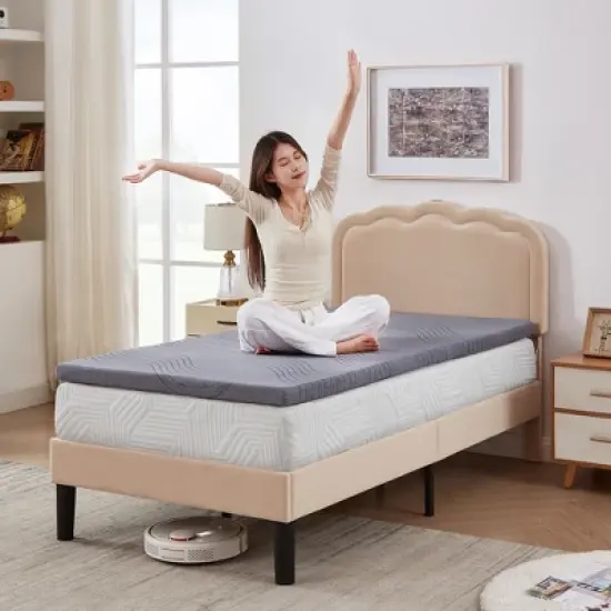 VECELO 2/4" Gel Infused Memory Foam Mattress Topper Twin/Full/Queen/King/California King Size Medium Firm Memory Foam Mattress with Washable Cover image {3}