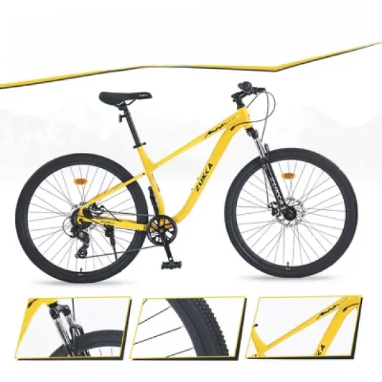 INFURNIC Bicycles, 27.5 Inch Mountain Bike for Men Women Boys and Girls, 21-Speed Mountain Bike, Yellow, 68.5"*27.1"*40.55" image {3}