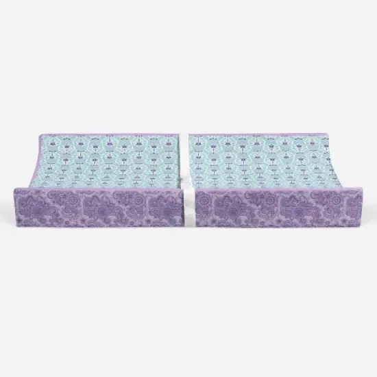 Bacati - Isabella Paisley Aqua/Lilac/Purple Floret Changing Pad Cover image {5}