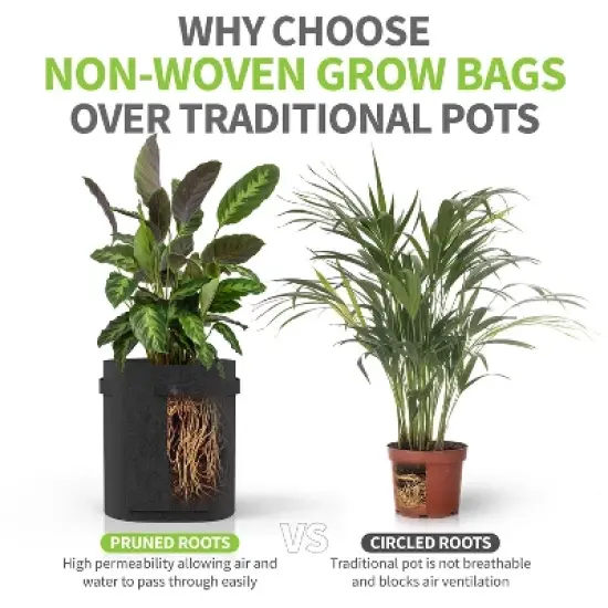 Garnen 4 Pack 10 Gallon Garden Potato Grow Bags, Fabric Grow Bags for Outdoor and Indoor, Indoor Planters with Harvest Window - Black image {4}