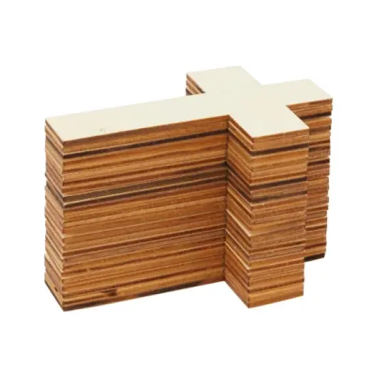 Juvale 100 Pack Unfinished Wooden Crosses for Crafts, Wood Cross Bulk for Church, First Communion, Sunday School (4 x 3 In) image {7}