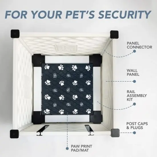 EZwhelp EZclassic 48" x 48" Modular Lightweight Plastic Injection Moulding Sanitary Indoor Whelping Box Playpen for Dogs and Puppies with Rails, Black image {4}