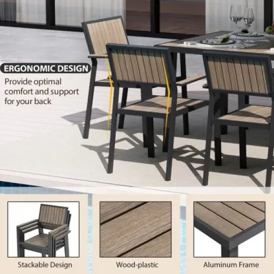 Pamapic 10-Piece Aluminum Outdoor Patio Dining Set with Rectangle Table, Small Side Table and 8-Stackable Chairs image {5}