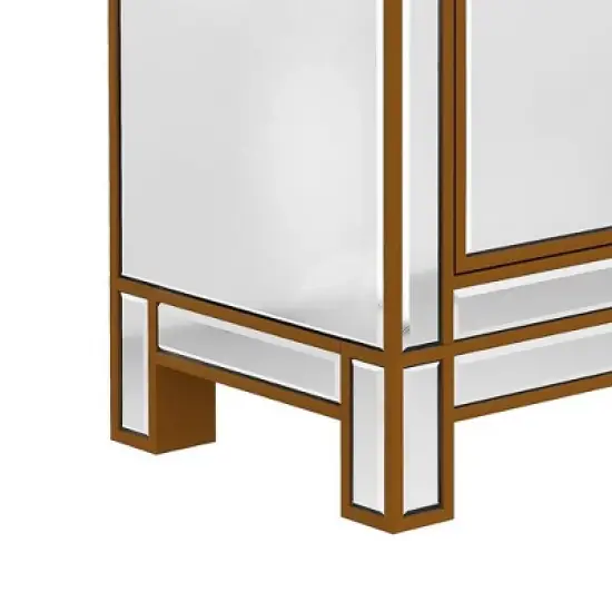 Modern Mirrored Nightstand With 1 Door, Silver - ModernLuxe image {9}