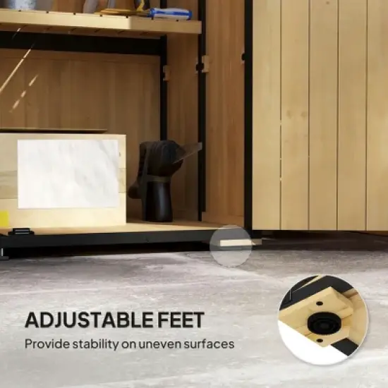 Resenkos Storage Garden Shed,Garden Sheds,Outdoor Garden Shed with Asphalt Roof, 2 Shelves, Lockable Doors and Adjustable Feet, Natural Natural Wood image {2}