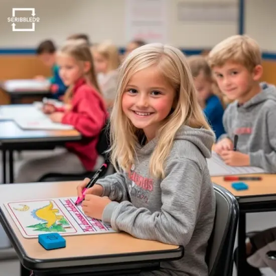 SCRIBBLEDO Story Lined 9"x12" Dry Erase Writing & Drawing Boards 10-Pack with Erasers &ndash; Reusable Whiteboards for Kids Students & Classroom image {3}