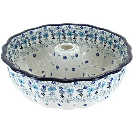 Blue Rose Polish Pottery A55 Ceramika Artystyczna Ring Cake Pan image {5}