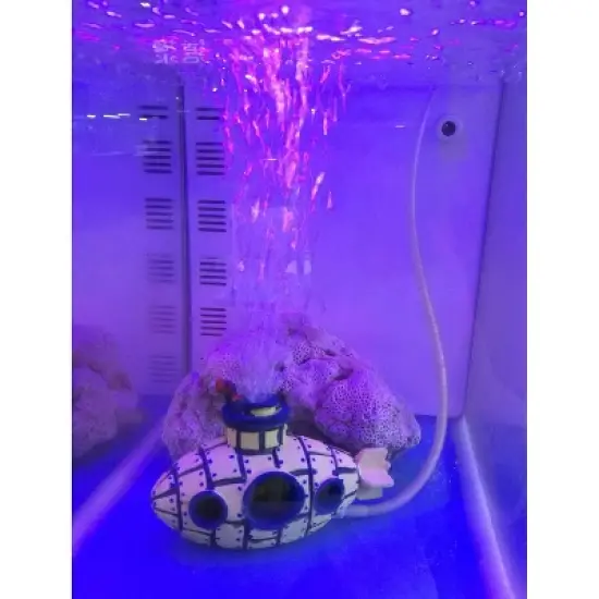 Unique Bargains Aquarium Fish Tank Decoration Bubble Maker Yellow Spaceship Ornament 5.12"x2.36"x3.15" image {3}