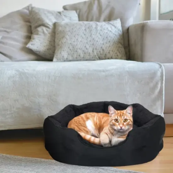 PureWags Small Dog Bed, Round Cat Bed Washable for Indoor Cats, Non-Slip Base and Removable Cushion, Pet Bed for Puppy and Kitten image {1}