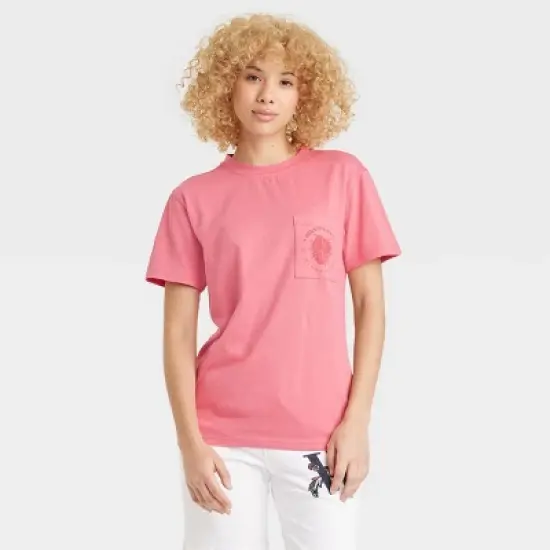 Houston White Adult Waterbased Screen Print Floral Short Sleeve Graphic T-Shirt - Pink image {4}