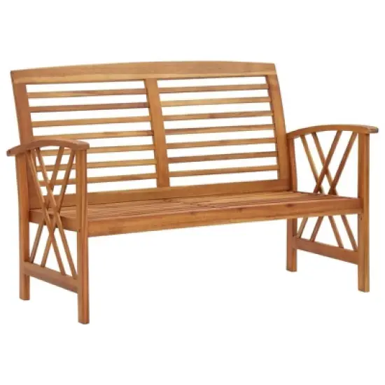vidaXL Outdoor Patio Bench Wooden Garden Bench with Armrests Solid Wood Acacia - Brown image {1}