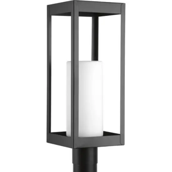Progress Lighting Patewood 1-Light Outdoor Post Lantern, Black, Stainless Steel, Shade: Yes image {2}