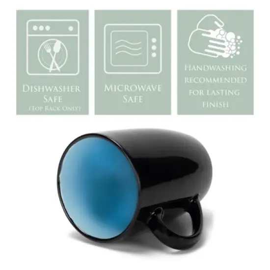 Elanze Designs Color Pop Pale Blue Black Exterior 16 ounce Glossy Ceramic Mugs Matching Set of 4 image {2}