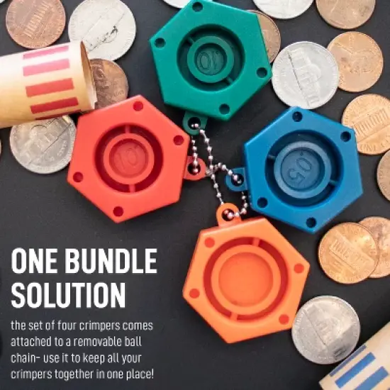 Nadex Coins&trade; Assorted Preformed Crimped-End Coin-Roll Wrappers with Color-Coded Coin-Wrapper Crimping Tool image {2}