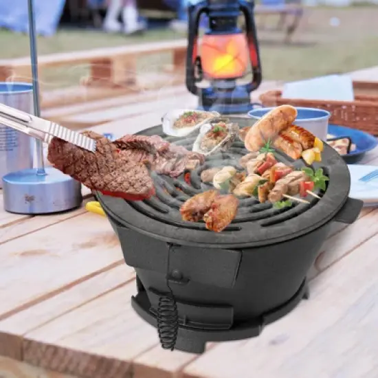 Costway Round Hibachi Grill with 12" Double-Sided Grate Air Regulating Door & Fire Gate image {3}