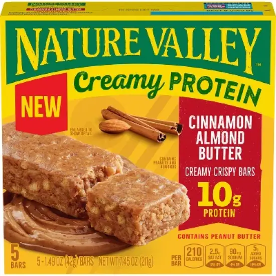 Nature Valley Creamy Protein Cinnamon Almond Butter Bars - 5ct image {1}