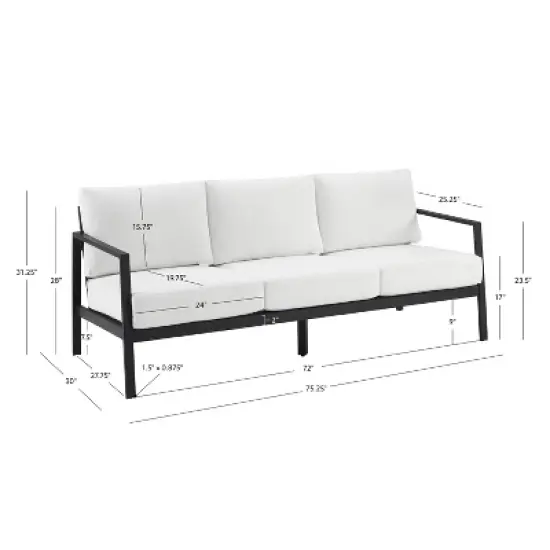 Linon Lark Aluminum Three Seater Sofa White image {8}