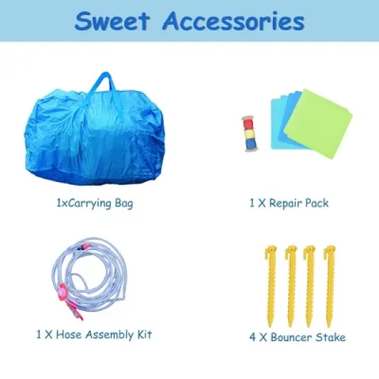 Costway Inflatable Bounce House Water Slide w/ Climbing Wall Splash Pool Water Cannon image {8}